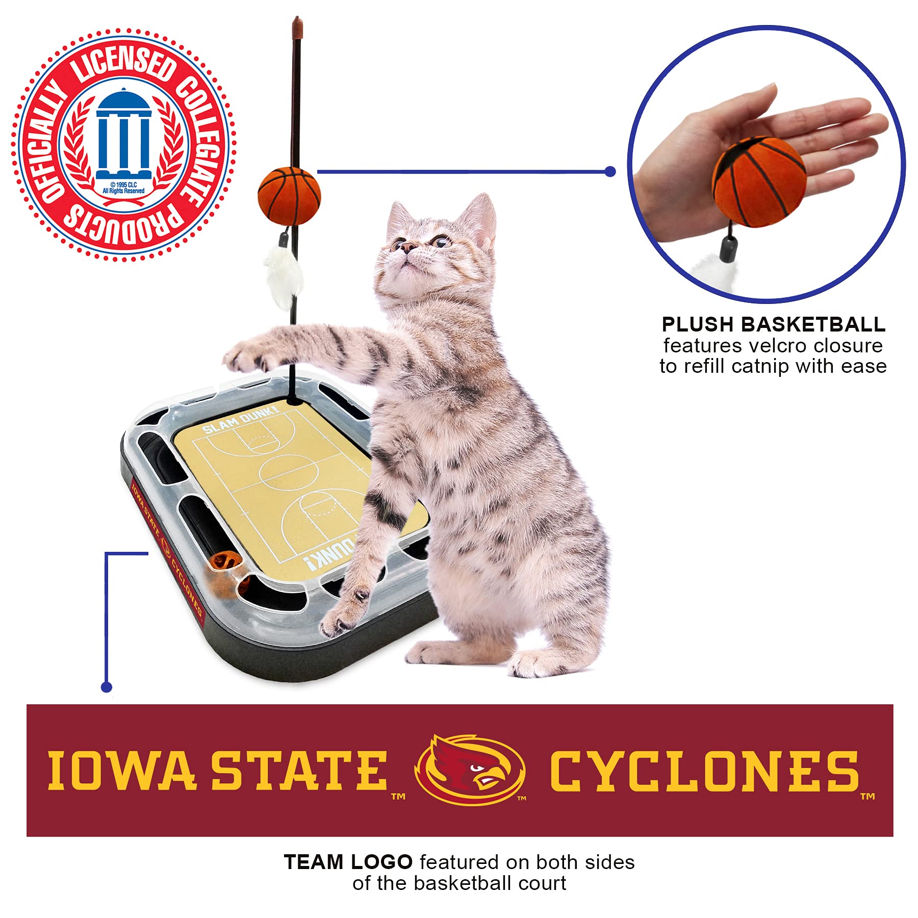 Cats Scratcher Ncaa Iowa State Basketball Court Cat Scratcher Toy With Catnip Filled Plush Basketball Toy & Feather Cat Toy Hang